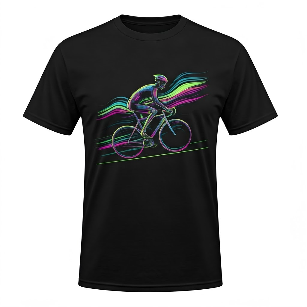 Neon Cyclist Motion T-Shirt