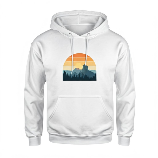 Retro Sunset Mountain Landscape Hoodie