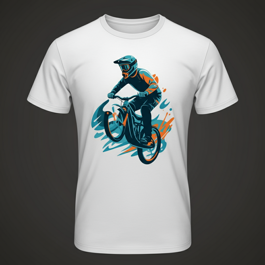 Dynamic Cyclist Action T-Shirt