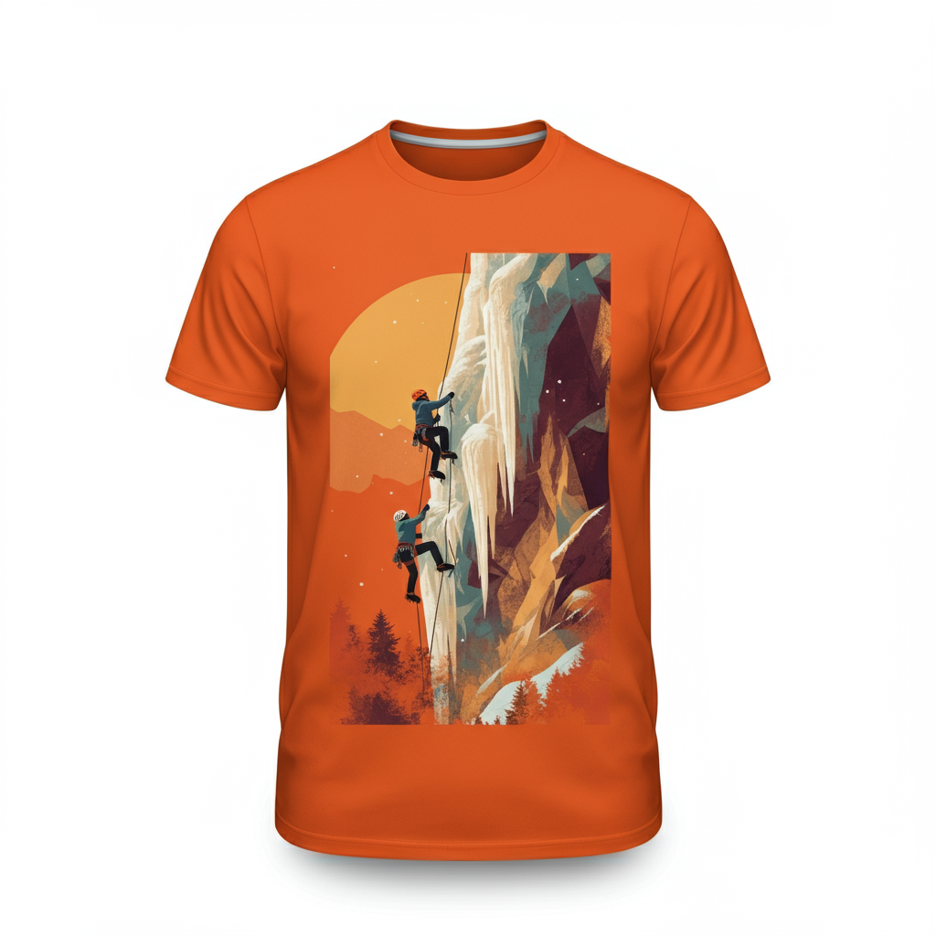 Sunset Ascent: Geometric Climber's T-Shirt