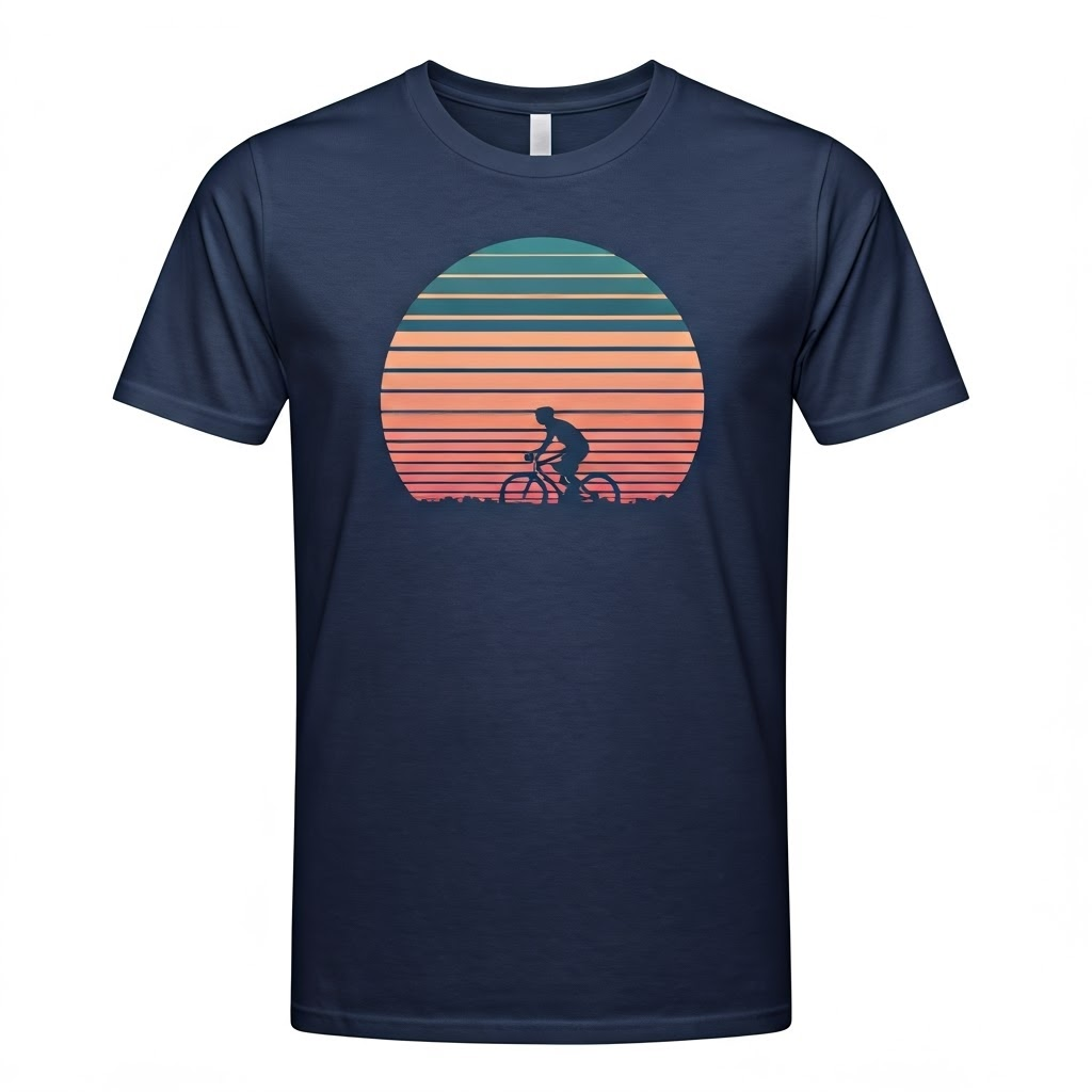 Retro Sunset Cyclist T-Shirt