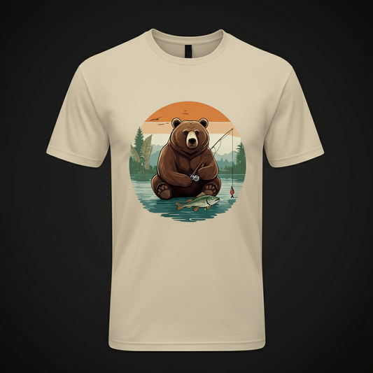 Whimsical Bear Fishing Adventure T-Shirt